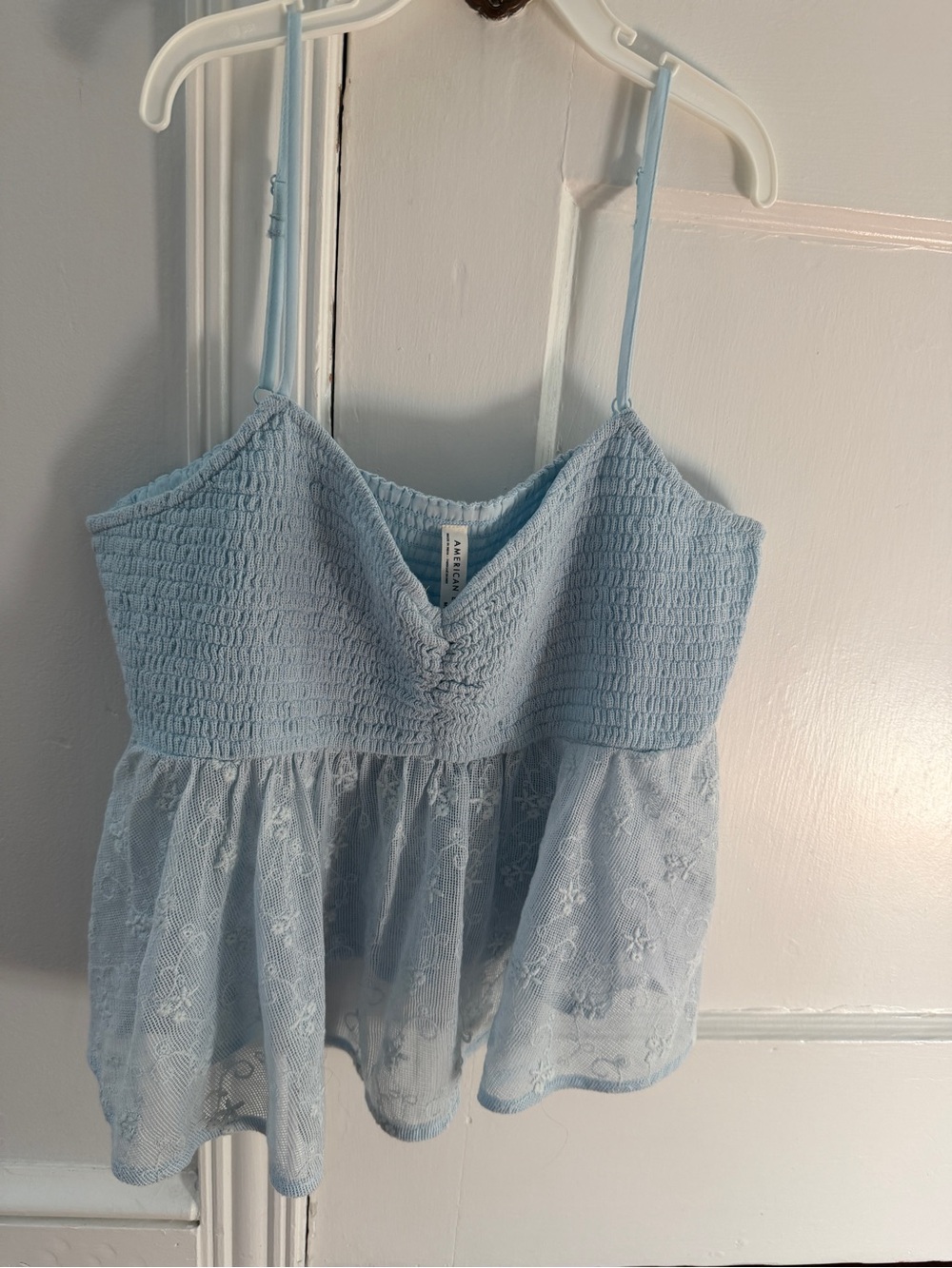 American Eagle Outfitters Light Blue Lace Babydoll Tank